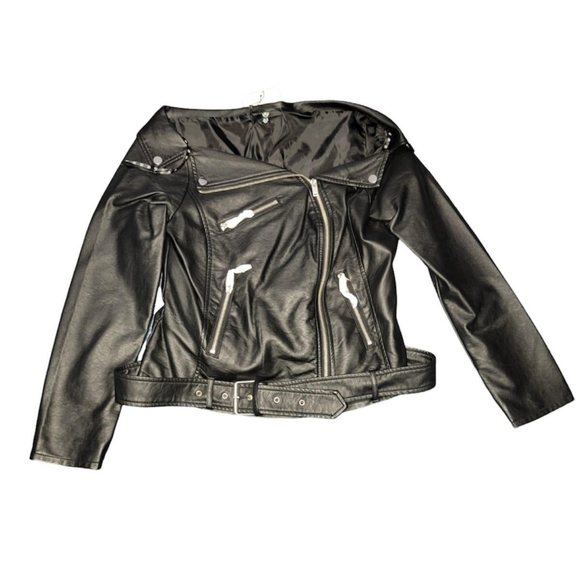 Black Off Shoulder Moto Jacket - Picture 3 of 5